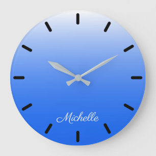 Personalised gradient ombre electric blue large clock