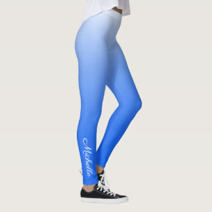 Personalised gradient ombre electric blue leggings