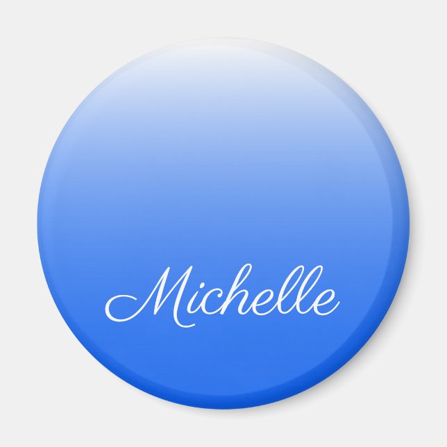 Personalised gradient ombre electric blue magnet (Front)