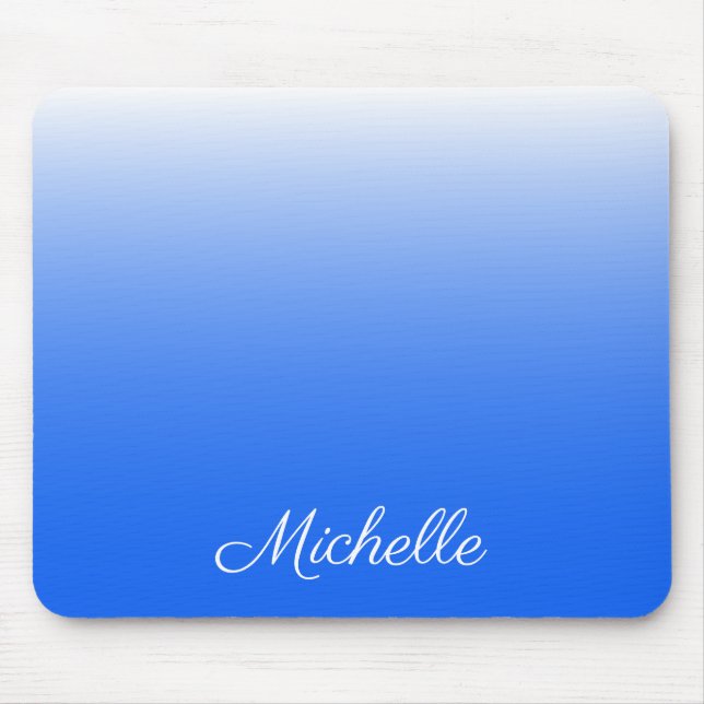Personalised gradient ombre electric blue mouse mat (Front)