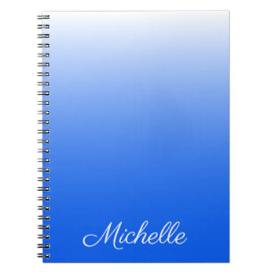 Personalised gradient ombre electric blue notebook