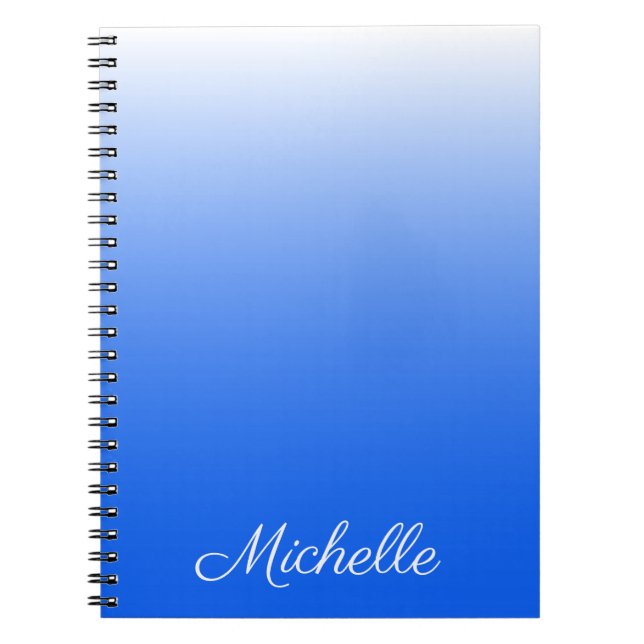 Personalised gradient ombre electric blue notebook (Front)