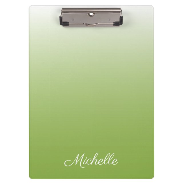 Personalised gradient ombre greenery green clipboard (Front)