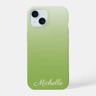 Personalised gradient ombre greenery green iPhone 15 case