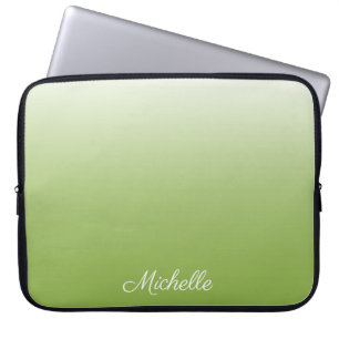 Personalised gradient ombre greenery green laptop sleeve