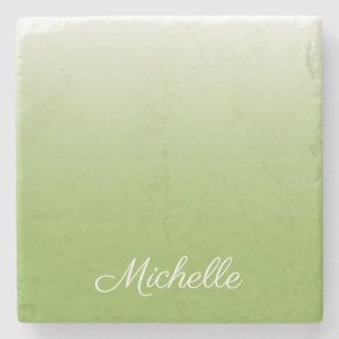 Personalised gradient ombre greenery green stone coaster
