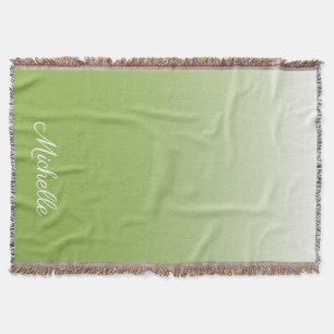 Personalised gradient ombre greenery green throw blanket