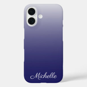 Personalised gradient ombre navy blue iPhone 16 case