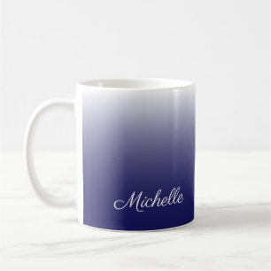 Personalised gradient ombre navy blue coffee mug