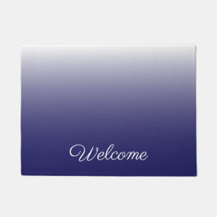 Personalised gradient ombre navy blue doormat