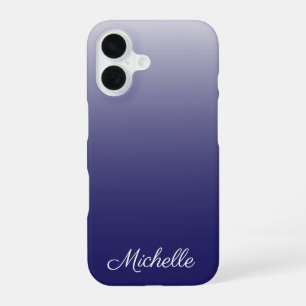 Personalised gradient ombre navy blue iPhone 16 case