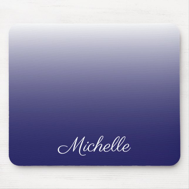 Personalised gradient ombre navy blue mouse mat (Front)