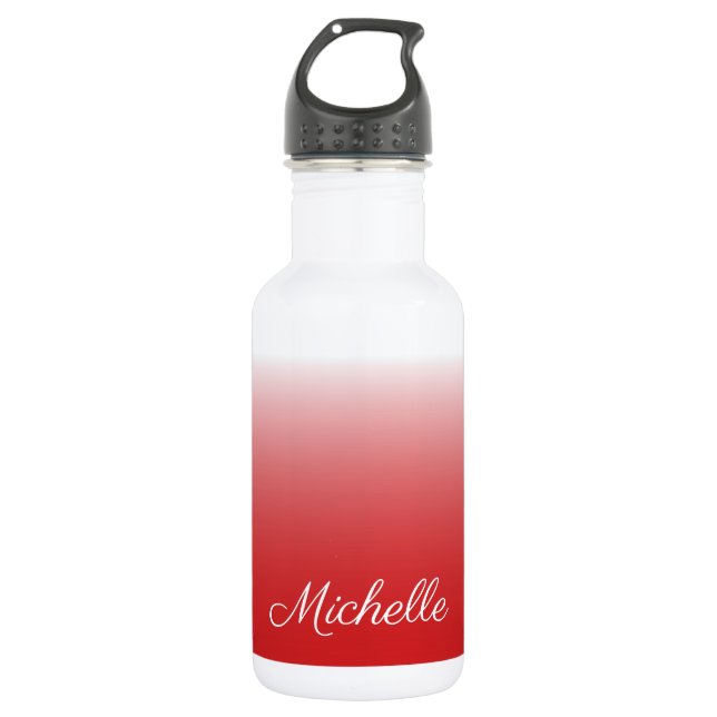 Personalised gradient ombre red 532 ml water bottle (Front)