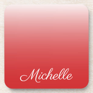 Personalised gradient ombre red coaster