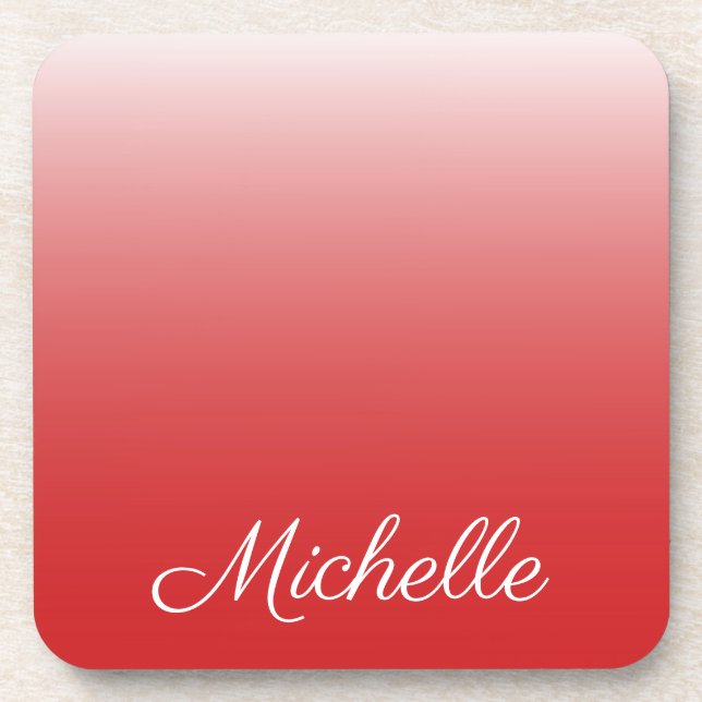 Personalised gradient ombre red coaster (Front)