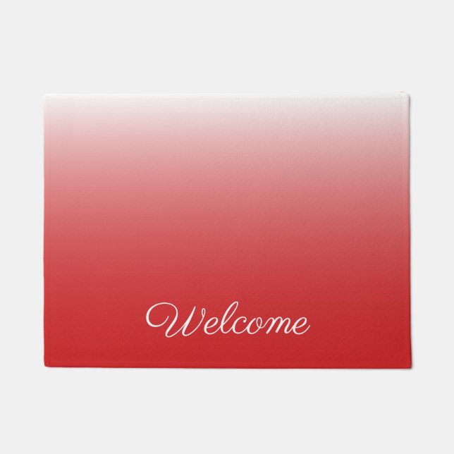 Personalised gradient ombre red doormat (Front)