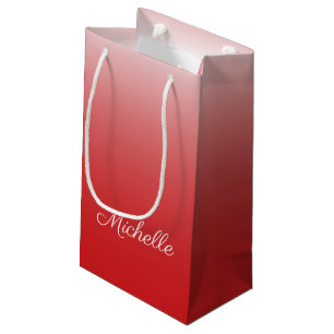 Personalised gradient ombre red small gift bag