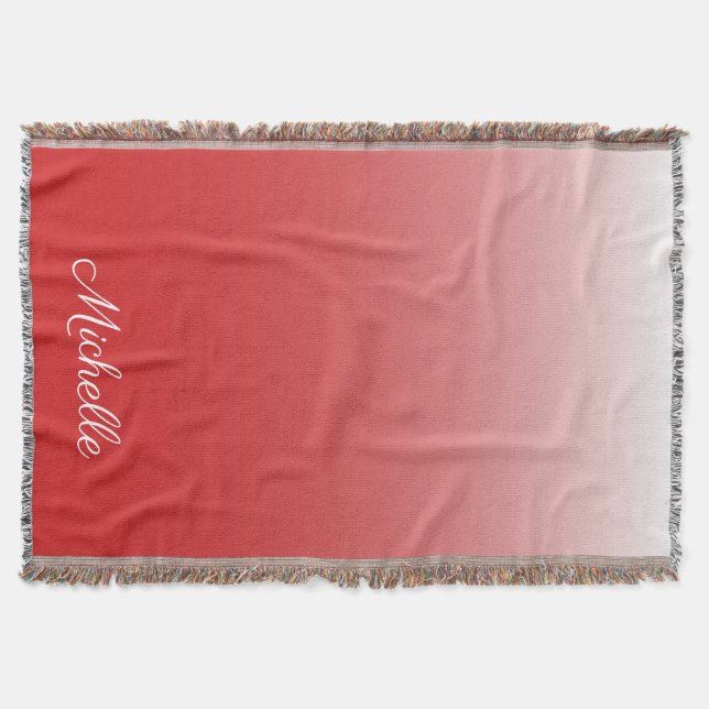 Personalised gradient ombre red throw blanket (Front)