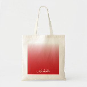 Personalised gradient ombre red tote bag