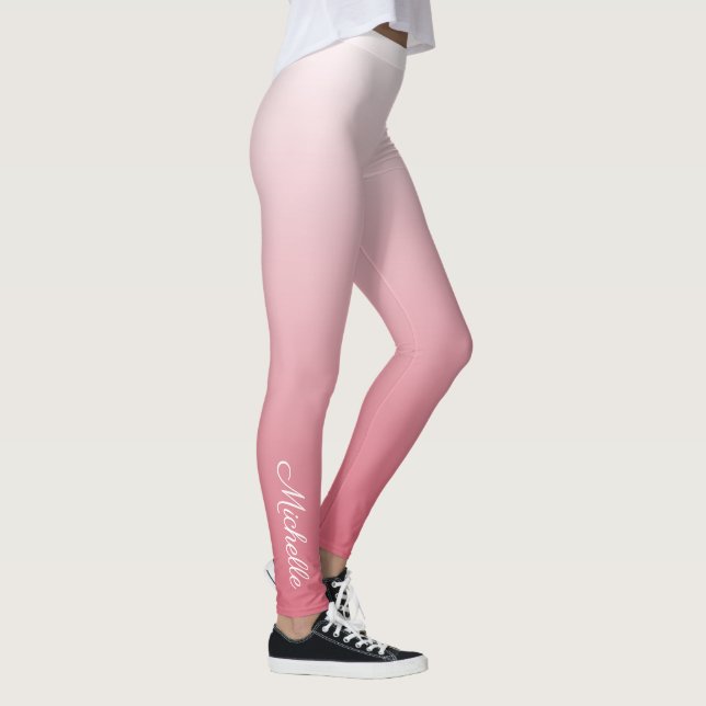 Personalised gradient ombre salmon pink leggings (Right)