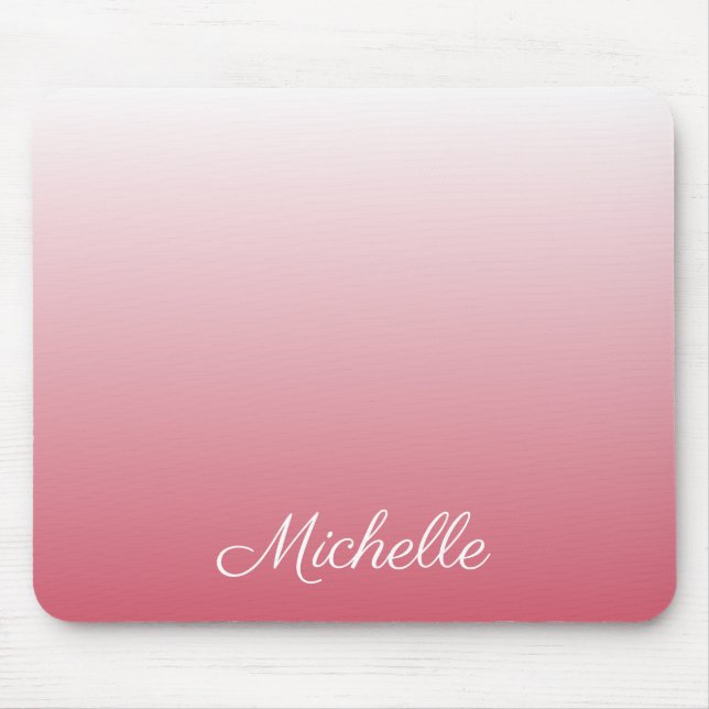 Personalised gradient ombre salmon pink mouse mat (Front)