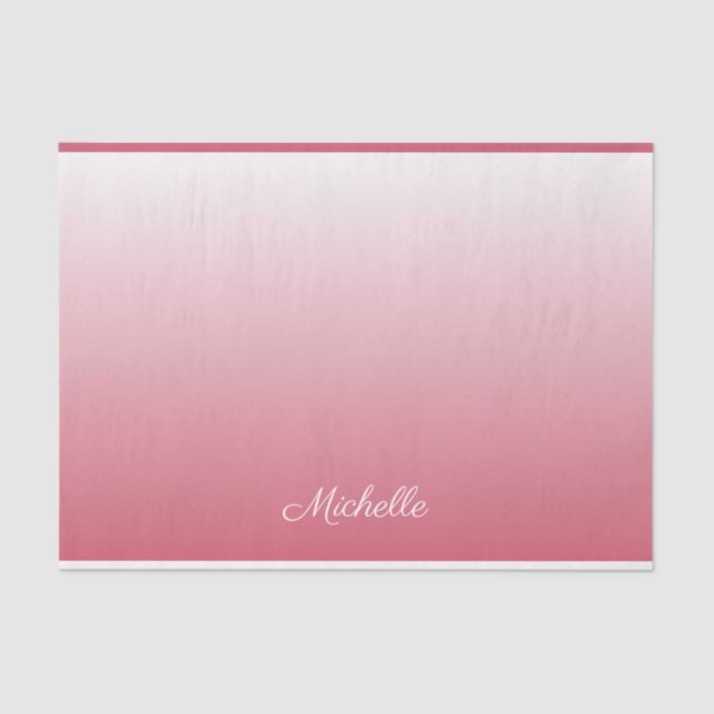 Personalised gradient ombre salmon pink tissue paper (Front)