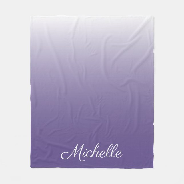 Personalised gradient ombre Ultra Violet Fleece Blanket (Front)
