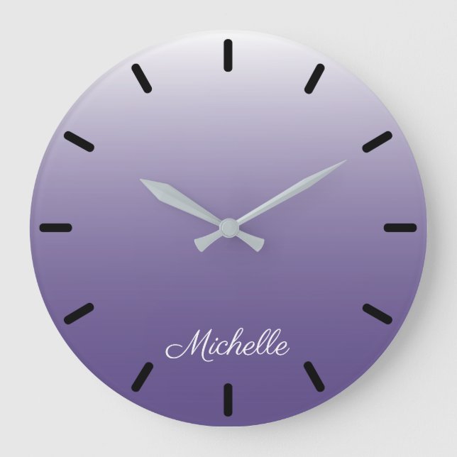 Personalised gradient ombre Ultra Violet Large Clock (Front)