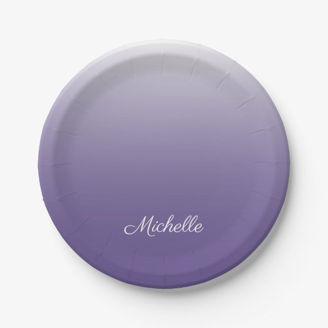 Personalised gradient ombre Ultra Violet Paper Plate (Front)