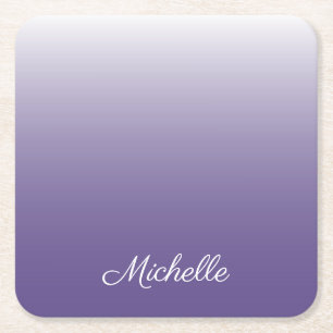 Personalised gradient ombre Ultra Violet Square Paper Coaster