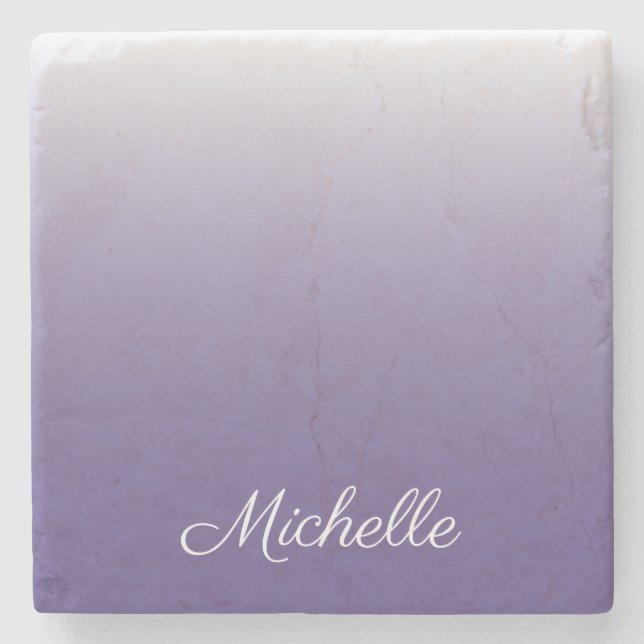 Personalised gradient ombre Ultra Violet Stone Coaster (Front)