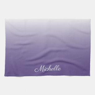 Personalised gradient ombre Ultra Violet Tea Towel