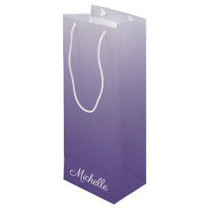 Personalised gradient ombre Ultra Violet Wine Gift Bag