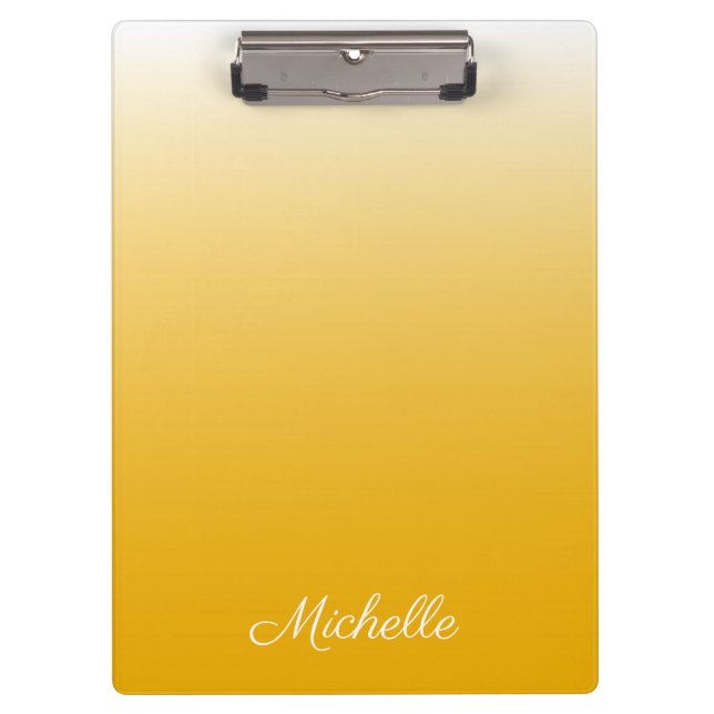 Personalised gradient ombre yellow clipboard (Front)