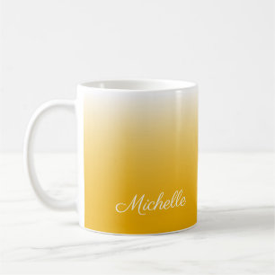 Personalised gradient ombre yellow coffee mug
