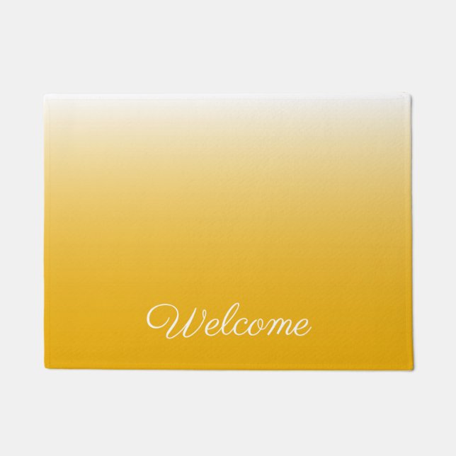 Personalised gradient ombre yellow doormat (Front)