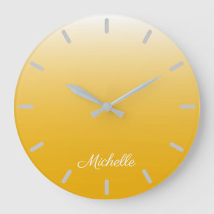 Personalised gradient ombre yellow large clock