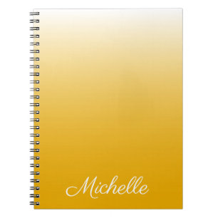 Personalised gradient ombre yellow notebook