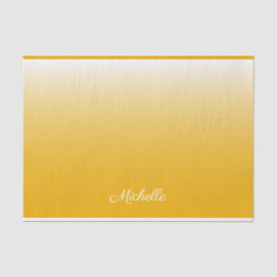 Personalised gradient ombre yellow tissue paper