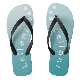 Personalised Gradient Teal with White Polka Dots Flip Flops