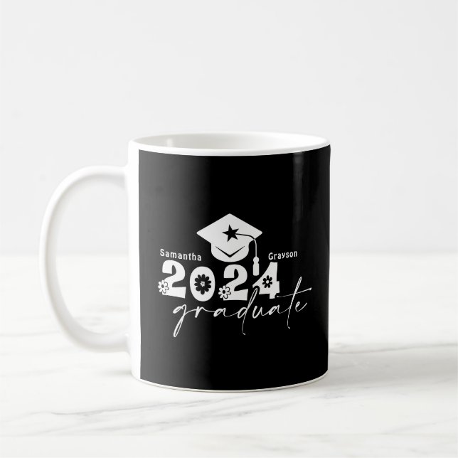 Personalised Graduate Class of 2024 Black/White Coffee Mug (Left)