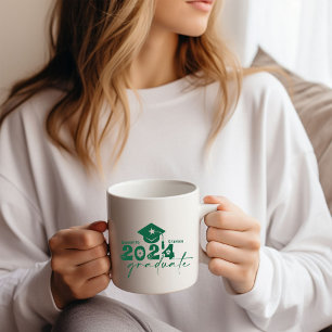 Personalised Graduate Class of 2024 Dark Green Coffee Mug