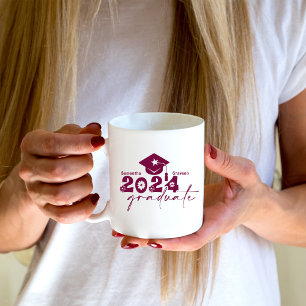 Personalised Graduate Class of 2024 Maroon Coffee Mug