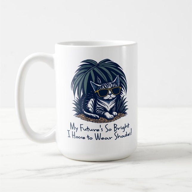 Personalised Graduate Cool Cat with Sunglasses  Coffee Mug (Left)