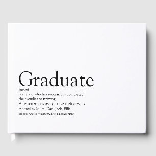 Personalised Graduate Definition Black And White Guest Book