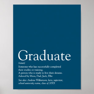 Personalised Graduate Definition Modern Blue Fun Poster