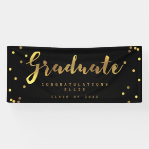 Personalised Graduate Faux Gold Confetti Black Banner