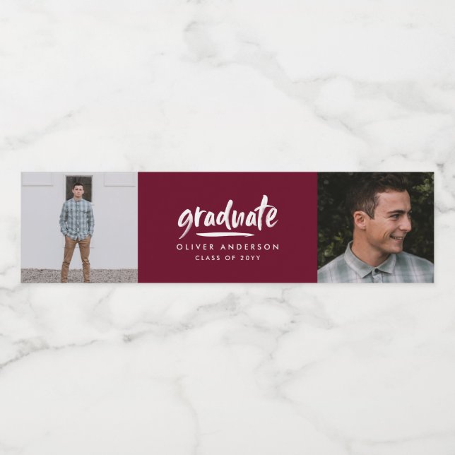  Personalised Graduate Multi Photo Custom Water Bottle Label (Single Label)