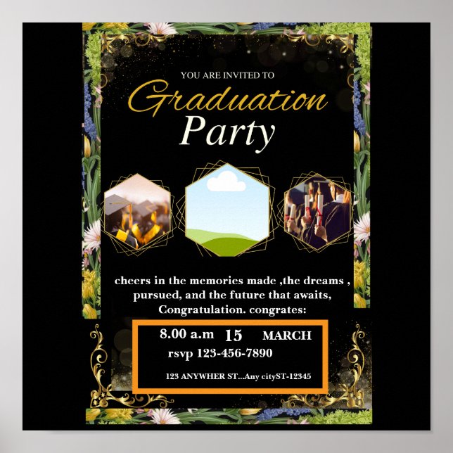  personalised graduate party, poster (Front)