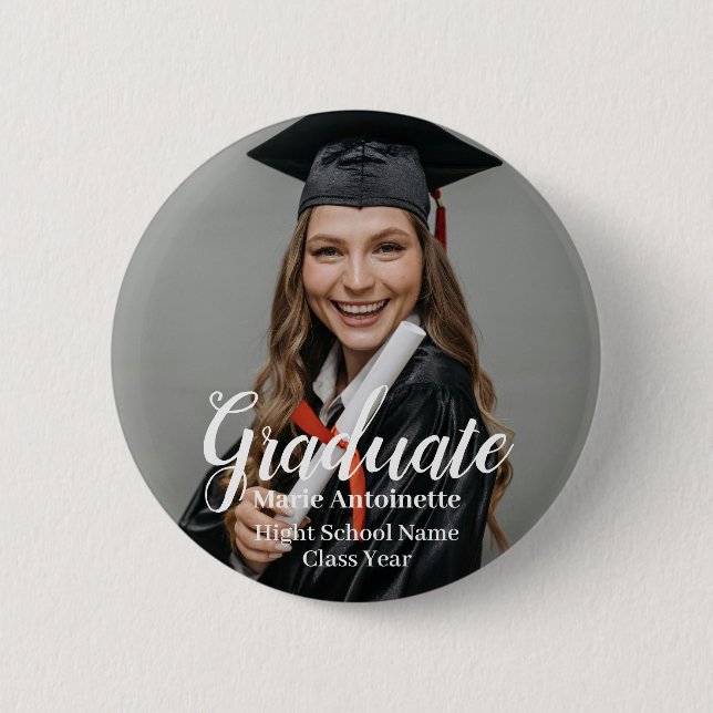 Personalised Graduate Photo Graduation  6 Cm Round Badge (Front)
